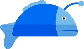 Character of a fish in blue color. vector