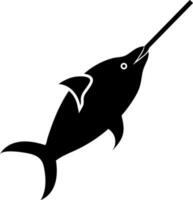 Character of black and white swordfish. vector