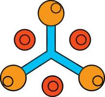 Illustration of atom icon in orange and yellow color. vector