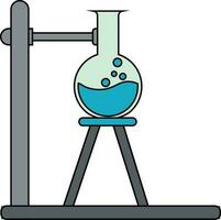 Chemical experiment tube in gray and blue color. vector