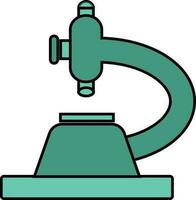 Green microscope in flat style. vector