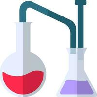 Beaker with chemical experiment tube. vector