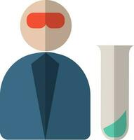 Man with test tube in flat style. vector