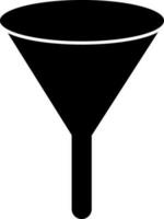 Flat filter funnel in black color. vector