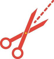 Orange scissors with cut lines. vector