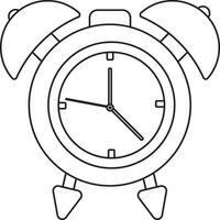 Illustration of alarm clock in black line art. vector