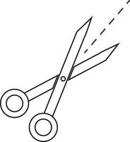 Black line art scissor in flat style. vector