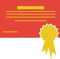 Orange and yellow certificate with badge. vector