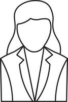 Front style of faceless girl icon with standing style. vector