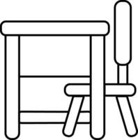 plano estilo icono de silla y mesa. vector