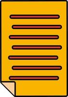 Flat icon of document in yellow and red color. vector