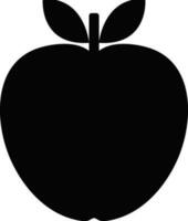 Silhouette of an apple with leaves in black color. vector