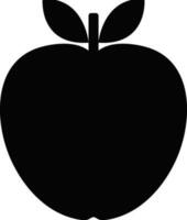 Silhouette of an apple with leaves in black color. vector