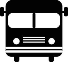Front view of bus icon in black and white color. vector