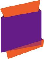 Orange and purple paper banner or tag design. vector