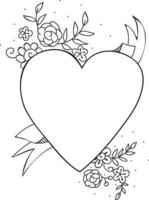 Hand drawn heart with floral elements. vector