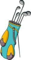 Flat illustration of golf clubs in bag. vector