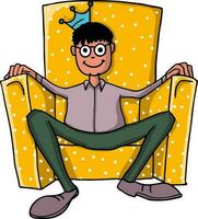 Illustration of a man sitting on yellow sofa. vector