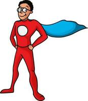 Illustration of young man in superhero costume. vector