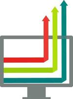 Colorful arrows on computer monitor. vector
