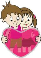 Character of boy and girl with heart. vector