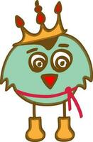 Flat illustration of bird with crown. vector