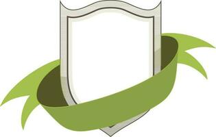 Shield with green ribbon. vector