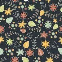 Floral colorful element on black abstract background. vector