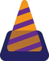 Traffic cone in orange and blue color. vector