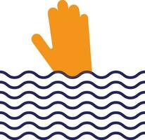 Orange and blue drowning in flat style. vector