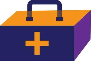 First aid box in blue, purple and orange color. vector