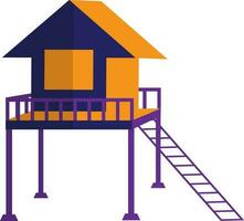 Illustration of lifeguard tower in orange, blue and purple color. vector