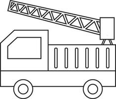 Black line art illustration of fire engine. vector