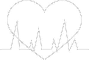 Illustration of heart beating in black line art. vector