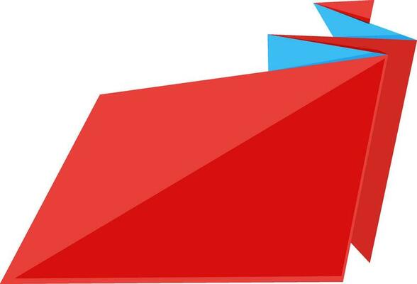 Illustration of red and blue color combination ribbon or label.