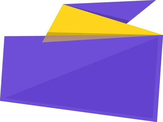 Ribbon illustration in purple and yellow color combination.