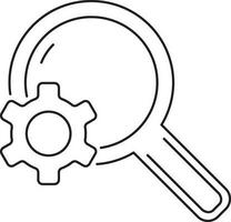 Flat illustration of SEO sign or symbol with magnifying glass and cogwheel. vector