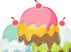 Colorful ice cream with cherries. vector