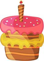 Illustration of sweet cupcake with candle. vector