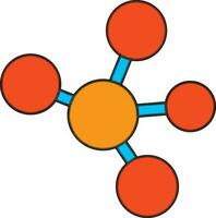 Molecule icon in yellow and orange color. vector