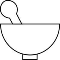 Mortar and pestle. Black and white illustration. vector