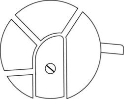 Line art illustration of a bobbin case. vector