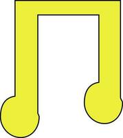 Yellow music note in flat style. vector