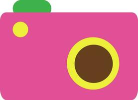 Illustration of a camera in pink and yellow color. vector
