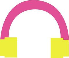 Pink and yellow headphone on white background. vector