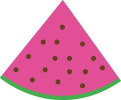 Slice of watermelon in pink and green color. vector