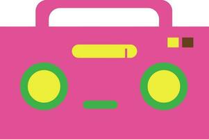 Pink and yellow radio in flat style. vector