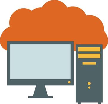 Moniter with CPU in flat style. vector