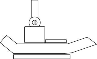 Sewing machine head in line art illustration. vector