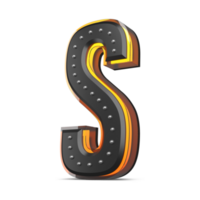 3d alfabeto con alfiler decoración y neón ligero efecto, 3d representación png